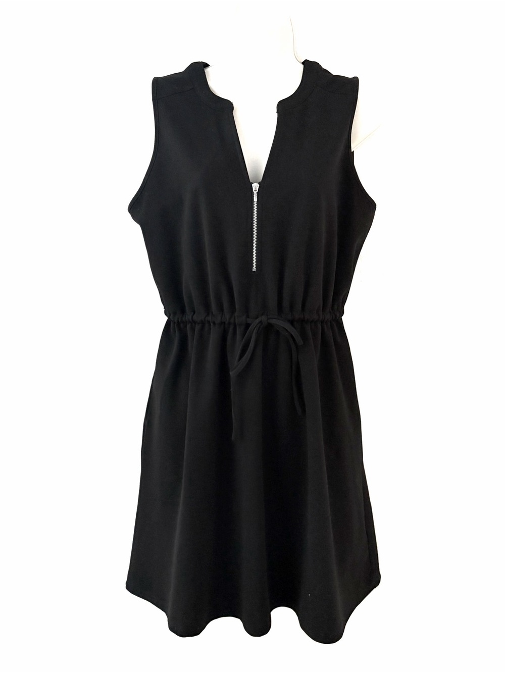 Maurices Black Sleeveless Zip Front Drawstring Mini Dress